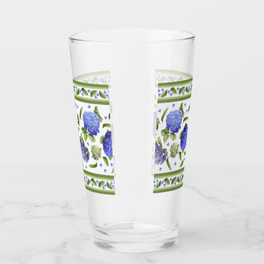 Blue Hydrangeas Extravagante Grenze Glas (Links)