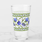 Blue Hydrangeas Extravagante Grenze Glas (Vorderseite)
