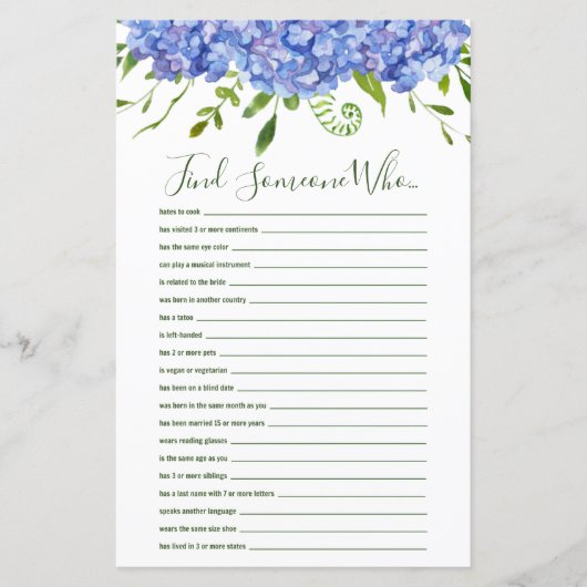 Blue Hydrangeas finden jemanden, der Dusche spielt (Vorderseite)