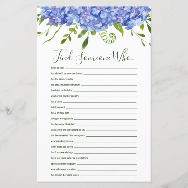 Blue Hydrangeas finden jemanden, der Dusche spielt (Vorderseite)