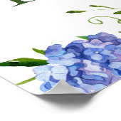 Blue Hydrangeas finden Sie hier Ihren Tisch Poster (Ecke)
