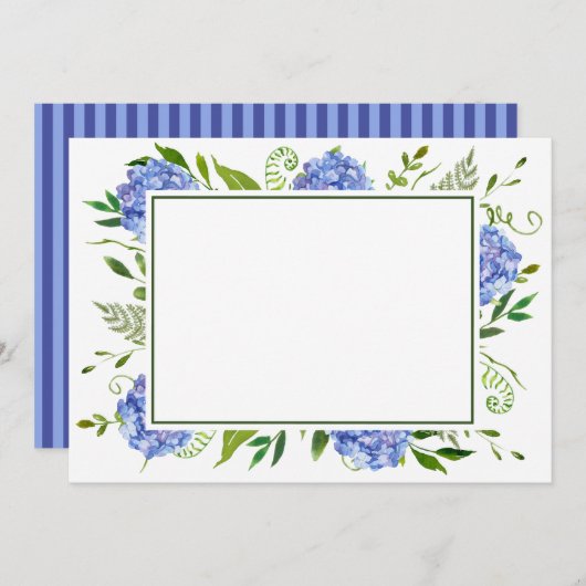 Blue Hydrangeas Flat Danke Karte (Vorne/Hinten)