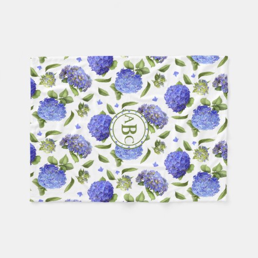 Blue Hydrangeas Fleecedecke (Vorderseite (Horizontal))