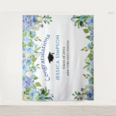 Blue Hydrangeas Floral Abschluss Foto Hintergrund Wandteppich (Vorderseite)
