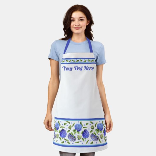 Blue Hydrangeas Floral Botanical Personalisiert Schürze (Getragen)