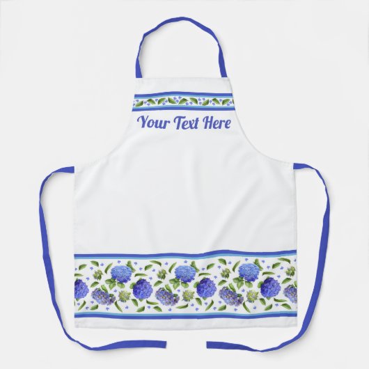 Blue Hydrangeas Floral Botanical Personalisiert Schürze (Vorderseite)