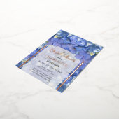 Blue Hydrangeas Floral Brautparty Folie Einladungspostkarte (Gedreht)