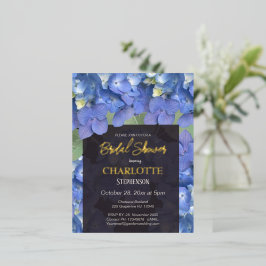 Blue Hydrangeas Floral Brautparty Folie Einladungspostkarte