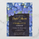 Blue Hydrangeas Floral Brautparty Folie Einladungspostkarte (Vorderseite)