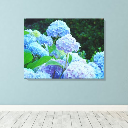 Blue Hydrangeas Floral Canvas Drucke Custom (Insitu (Holzboden))