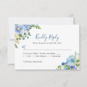 Blue Hydrangeas Floral Chic Hochzeit RSVP Karte (Vorderseite)