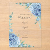 Blue Hydrangeas Floral Elegant Wedding Acryleinladungen (Vorderseite)