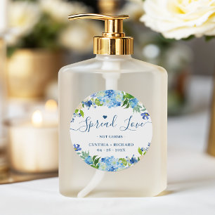 Blue Hydrangeas Floral Gastgeschenk Hochzeit Sanit Runder Aufkleber