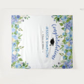Blue Hydrangeas Floral Grad Foto Grad Hintergrund Wandteppich (Vorderseite (Horizontal))