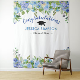 Blue Hydrangeas Floral Grad Foto Grad Hintergrund Wandteppich
