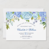 Blue Hydrangeas Floral Green ENGAGEMENT PARTY Einladung (Vorderseite)