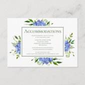 Blue Hydrangeas Floral Hochzeitsunterkünfte Begleitkarte (Vorderseite)