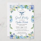 Blue Hydrangeas Floral Nursing School Abschluss Einladung (Vorderseite)