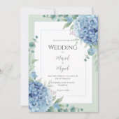 Blue Hydrangeas Floral Photo Elegant Wedding Einladung (Vorderseite)