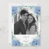 Blue Hydrangeas Floral Photo Elegant Wedding Einladung (Rückseite)