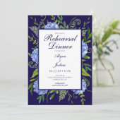 Blue Hydrangeas Floral Probe Abendessen Einladung (Stehend Vorderseite)