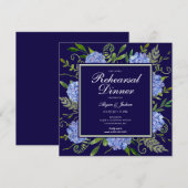 Blue Hydrangeas Floral Probe Abendessen Einladung (Vorne/Hinten)