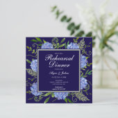 Blue Hydrangeas Floral Probe Abendessen Einladung (Stehend Vorderseite)