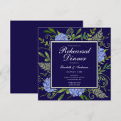 Blue Hydrangeas Floral Probe Abendessen Einladung (Vorne/Hinten)