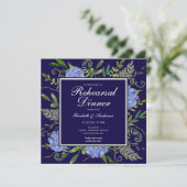 Blue Hydrangeas Floral Probe Abendessen Einladung (Stehend Vorderseite)