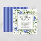 Blue Hydrangeas Floral Probe Abendessen Einladung (Vorne/Hinten)