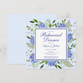 Blue Hydrangeas Floral Probe Abendessen Einladung (Vorne/Hinten)