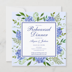 Blue Hydrangeas Floral Probe Abendessen Einladung