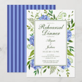Blue Hydrangeas Floral Probe Abendessen Einladung (Vorne/Hinten)