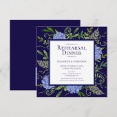Blue Hydrangeas Floral Probe Abendessen Einladung (Vorne/Hinten)