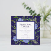 Blue Hydrangeas Floral Probe Abendessen Einladung (Stehend Vorderseite)
