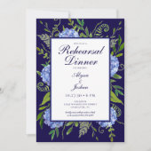 Blue Hydrangeas Floral Probe Abendessen Einladung (Vorderseite)