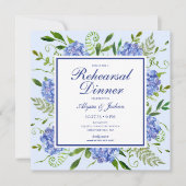 Blue Hydrangeas Floral Probe Abendessen Einladung (Vorderseite)