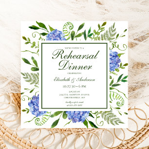 Blue Hydrangeas Floral Probe Abendessen Einladung