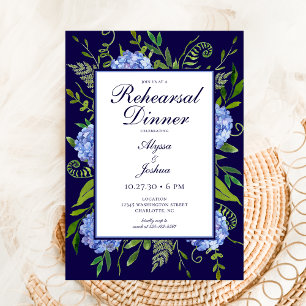 Blue Hydrangeas Floral Probe Abendessen Einladung