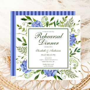 Blue Hydrangeas Floral Probe Abendessen Einladung
