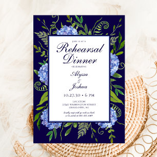 Blue Hydrangeas Floral Probe Abendessen Einladung