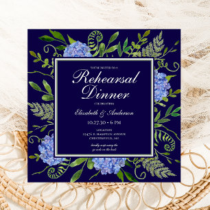 Blue Hydrangeas Floral Probe Abendessen Einladung