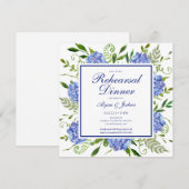 Blue Hydrangeas Floral Probe Abendessen Einladung (Vorne/Hinten)