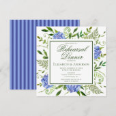 Blue Hydrangeas Floral Probe Abendessen Einladung (Vorne/Hinten)