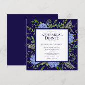 Blue Hydrangeas Floral Probe Abendessen Einladung (Vorne/Hinten)