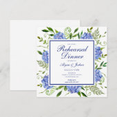 Blue Hydrangeas Floral Probe Abendessen Einladung (Vorne/Hinten)