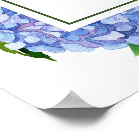 Blue Hydrangeas Floral Probe Dinner Zeichen Poster (Ecke)