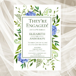 Blue Hydrangeas Floral Watercolor Engagement Party Einladung