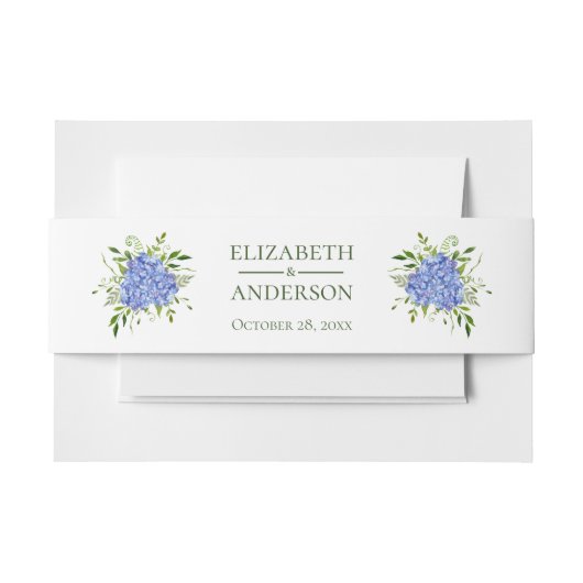 Blue Hydrangeas Floral Watercolor Wedding Einladungsbanderole (Vorderseite Beispiel)