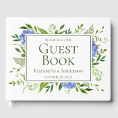 Blue Hydrangeas Floral Watercolor Wedding Gästebuch (Vorderseite)